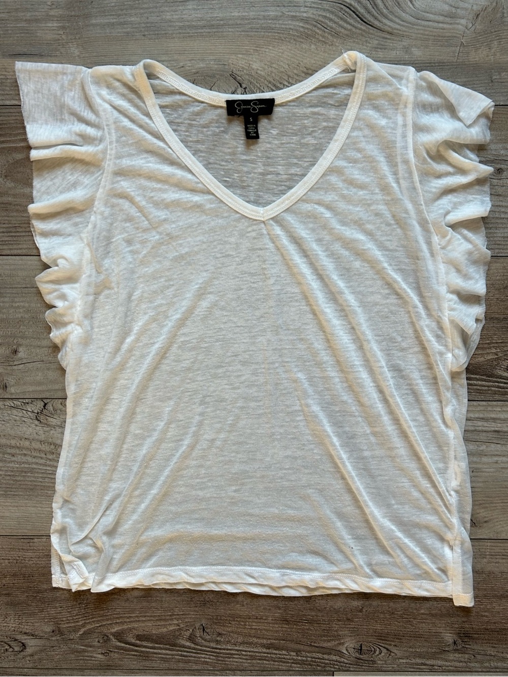 Jessica Simpson Top White Ruffle Size S